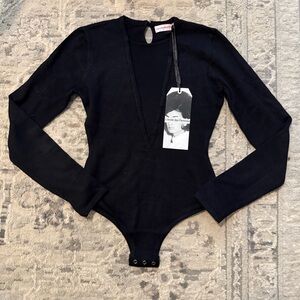 L’ecole Des Femmes V Mesh black bodysuit Small NWT
